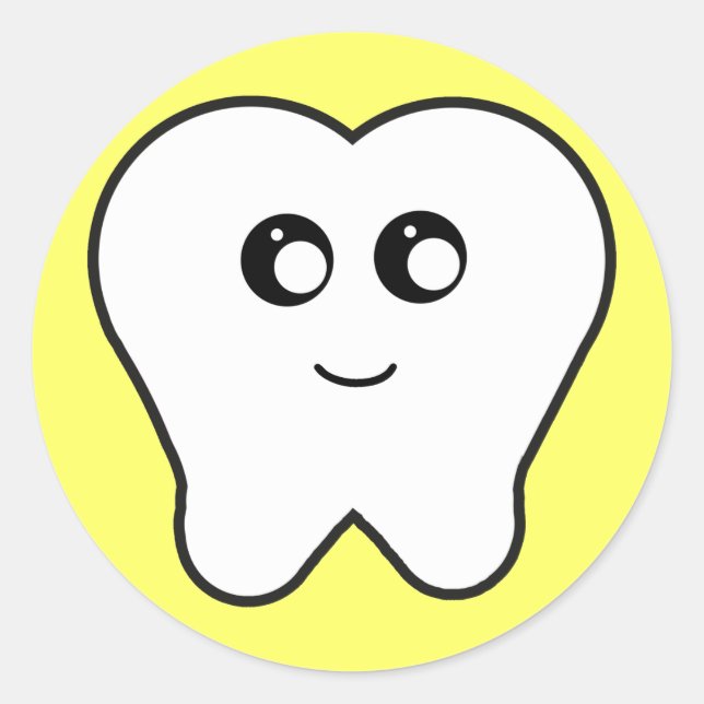 Happy Tooth Classic Round Sticker (Front)