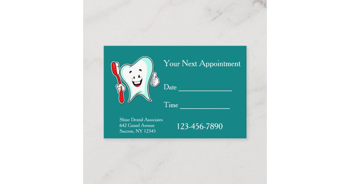 Happy Tooth Dental Appointment Cards Zazzle