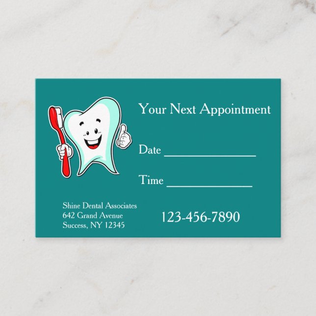 Happy Tooth Dental Appointment Cards (Front)