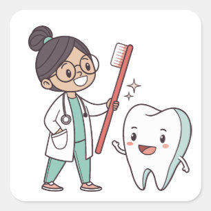Happy Tooth Dental Care  Square Sticker