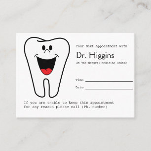 Happy Tooth Dentist Appointment Reminder Card