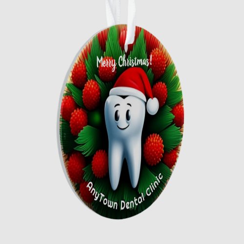 Happy Tooth in Santa Hat Christmas   Ornament