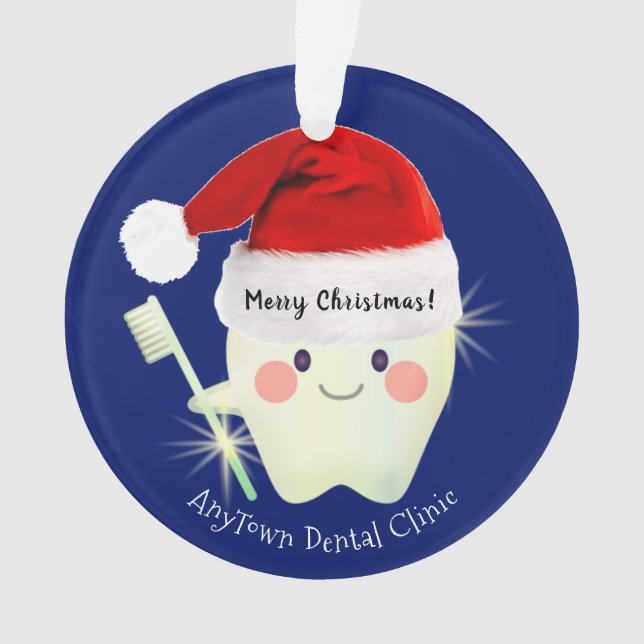 Happy Tooth in Santa Hat Christmas   Ornament (Front)