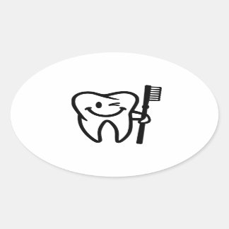 Happy tooth toothbrush oval sticker