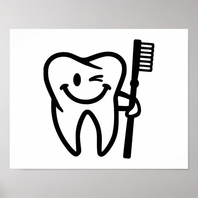 Happy tooth toothbrush poster (Front)