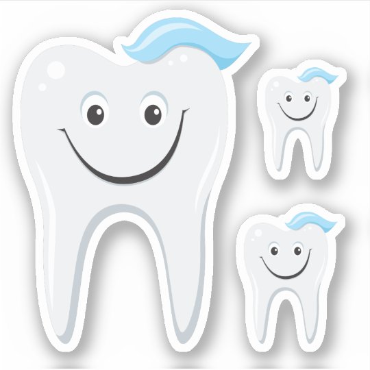 Happy tooth with toothpaste sticker | Zazzle.com