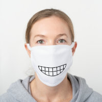 Happy Toothy Smilie Smile Grin White Cotton Face Mask