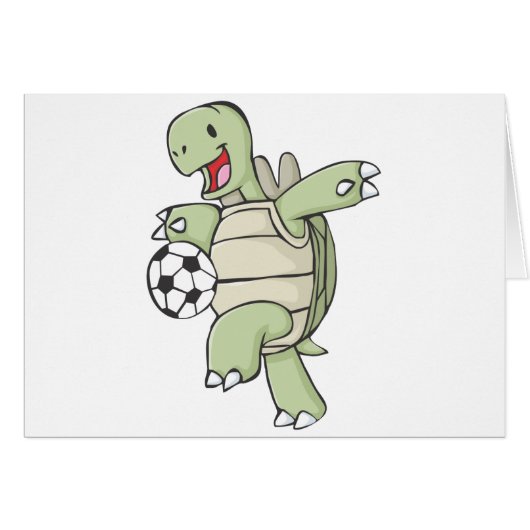 Happy Tortoise Playing Soccer Cards (Front Horizontal)