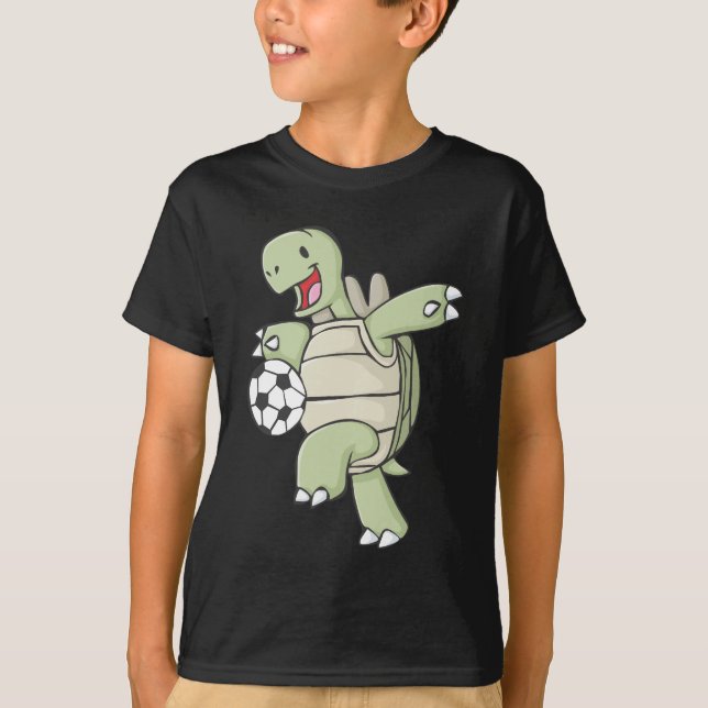 Happy Tortoise Playing Soccer T-Shirt (Front)