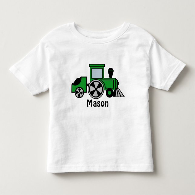 Happy Tracks/ Green Train Engine Toddler T-shirt (Front)