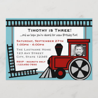 Happy Tracks Railroad Invitation/ Red Invitation