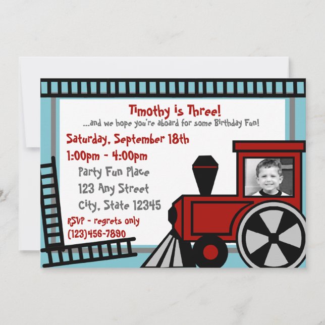 Happy Tracks Railroad Invitation/ Red Invitation (Front)