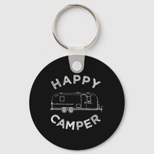 Happy Trailer Camper , Retro Camping Caravan Tee Keychain