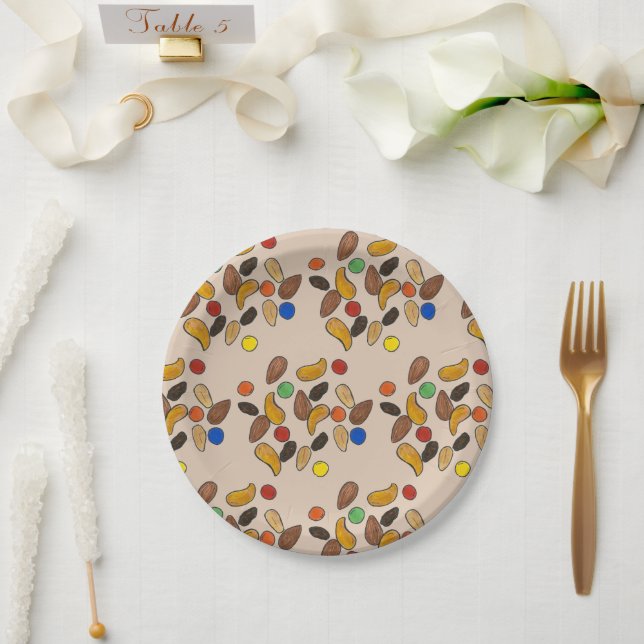 Happy Trails Camping Hiking Outdoors Trail Mix Paper Plates (Wedding)