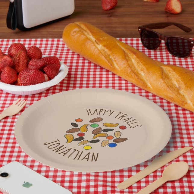Happy Trails Camping Trail Mix Goodbye Retirement Paper Plates (Picnic)
