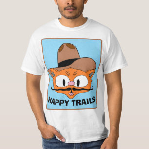 HAPPY TRAILS Cartoon Mustache Cat Senor Gato T-Sh T-Shirt
