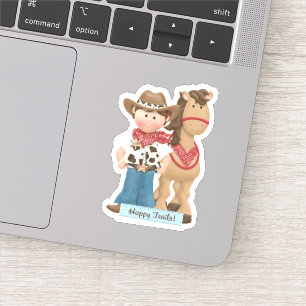 Happy Trails Cowboy Horse Die Cut Sticker Decal