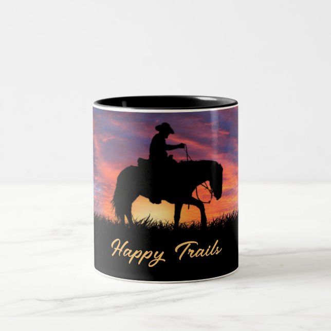 HAPPY TRAILS COWBOY  Two-Tone COFFEE MUG (Center)