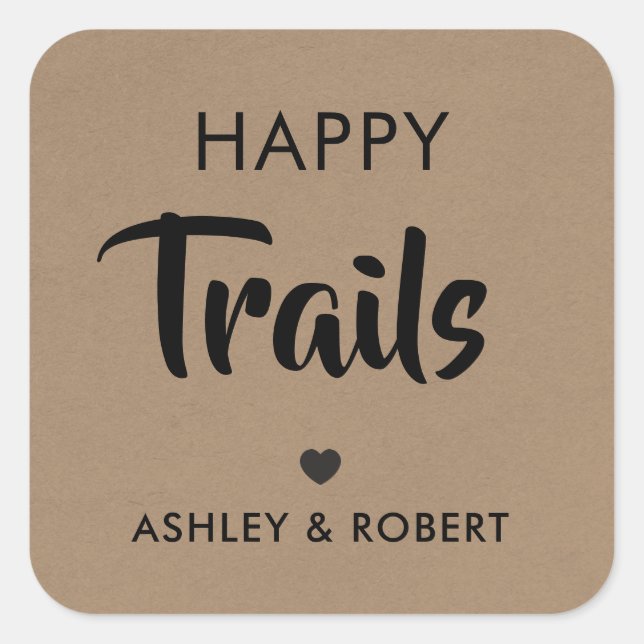 Happy Trails Gift Tag, Nut Trail Mix Tag, Kraft Square Sticker (Front)