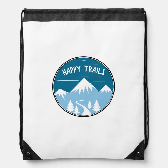 Happy Trails Hiking Drawstring Bag (Front)