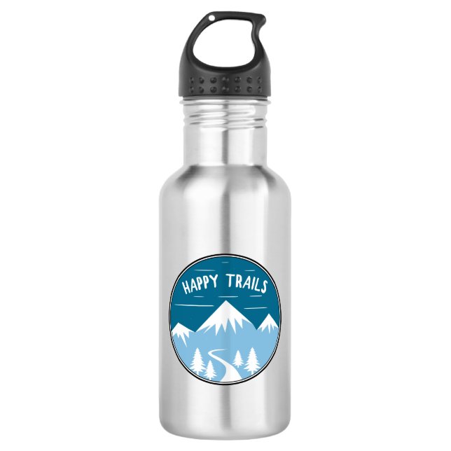 Happy Trails Hiking Stainless Steel Water Bottle (Front)