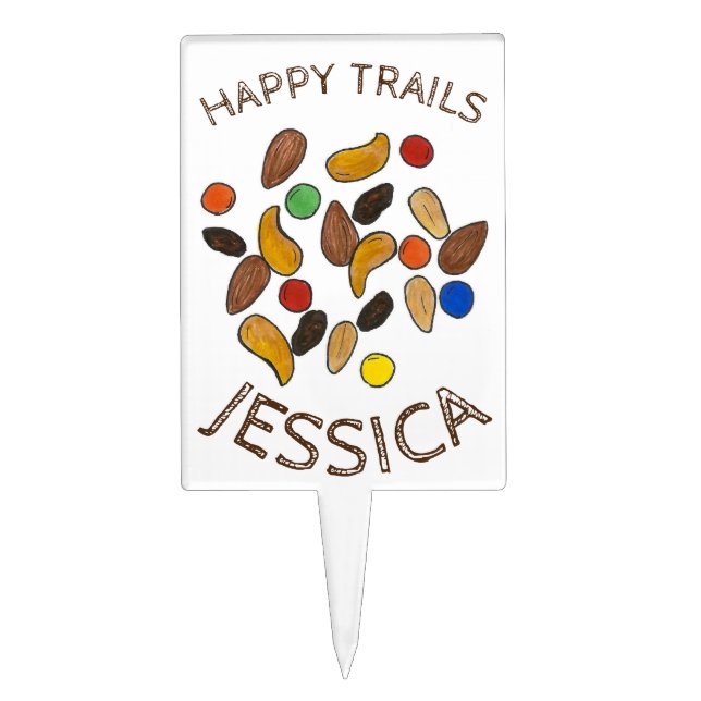 Happy Trails Trailmix Going Away Retirement Party Cake Topper (Front)