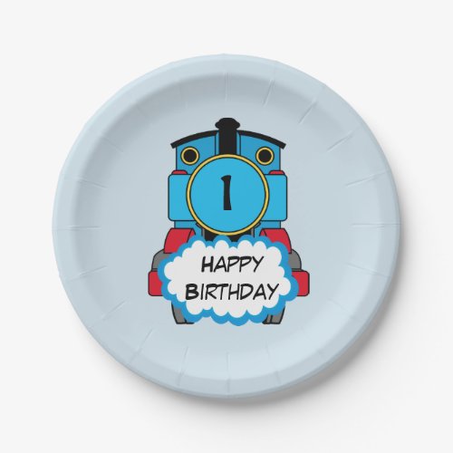 Happy Train boy birthday plate