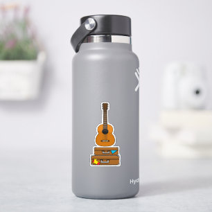 Happy Travel with Luggage and Guitar Sticker