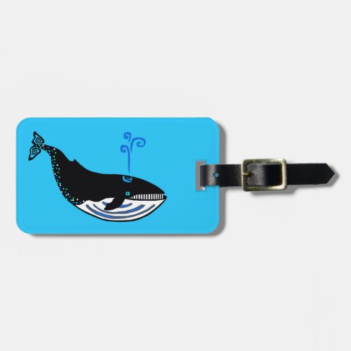 Happy Travels  _ Blue WHALE _ Endangered animal Luggage Tag