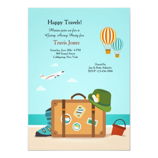 happy travels going away party invitation zazzle com