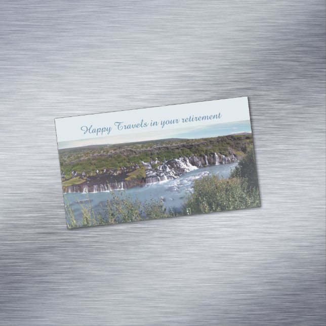 Happy Travels retirement magnet (In Situ)