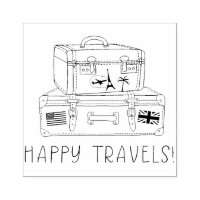 Happy Travels Suitcase Rubber Art Stamp