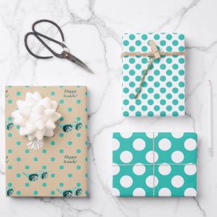 Happy Travels Sunglasses Polka Dots Turquoise Wrapping Paper Sheets