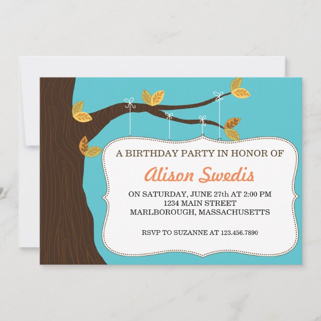 Happy Tree Birthday Party Invite (Front)