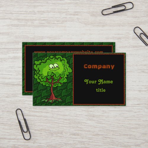 Happy Tree Leaf Green Bark Landscaper Business Card