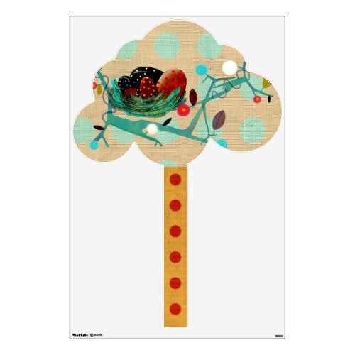Happy Tree Nest Polka Dots Wall Sticker