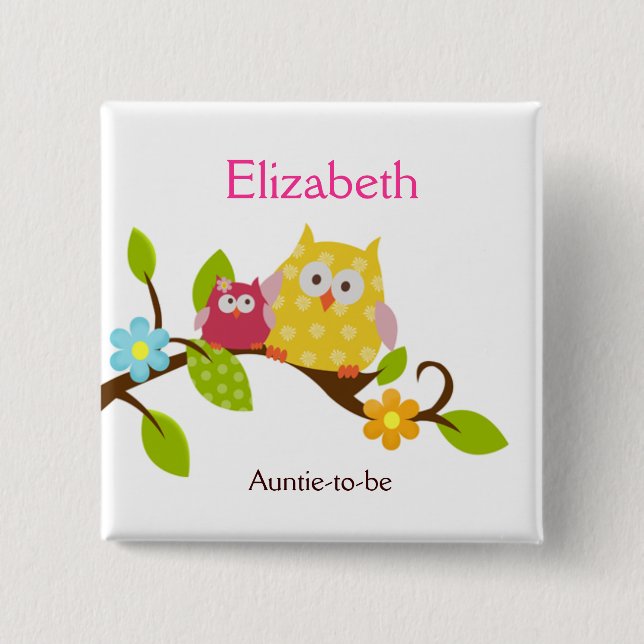 Happy Tree Owls Button (Front)