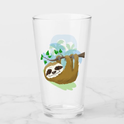 Happy Tree Sloth Glass