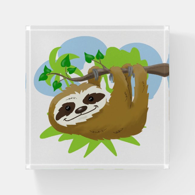 Happy Tree Sloth Paperweight (Front)