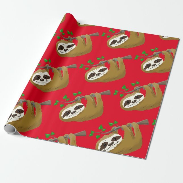 Happy Tree Sloth Wrapping Paper (Unrolled)