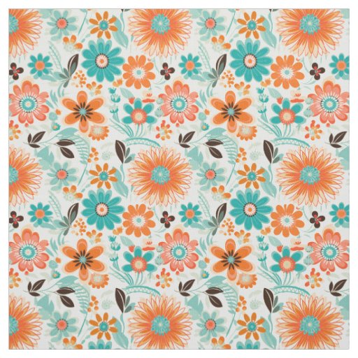 Happy Trendy Retro Floral Fabric