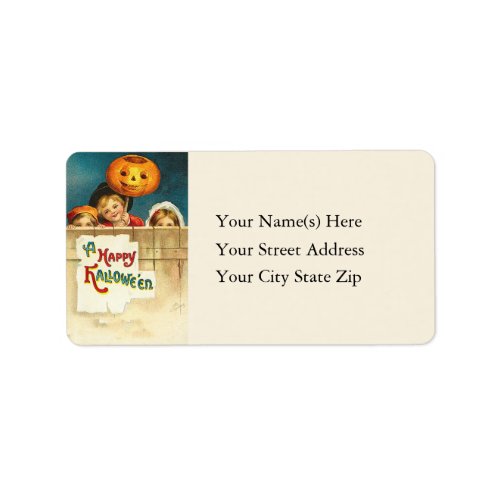 Happy Trick or Treaters Vintage Address Label