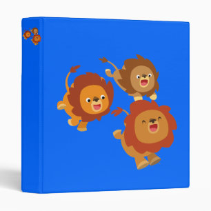 Happy Trio of Cute Cartoon Lions Avery Binder