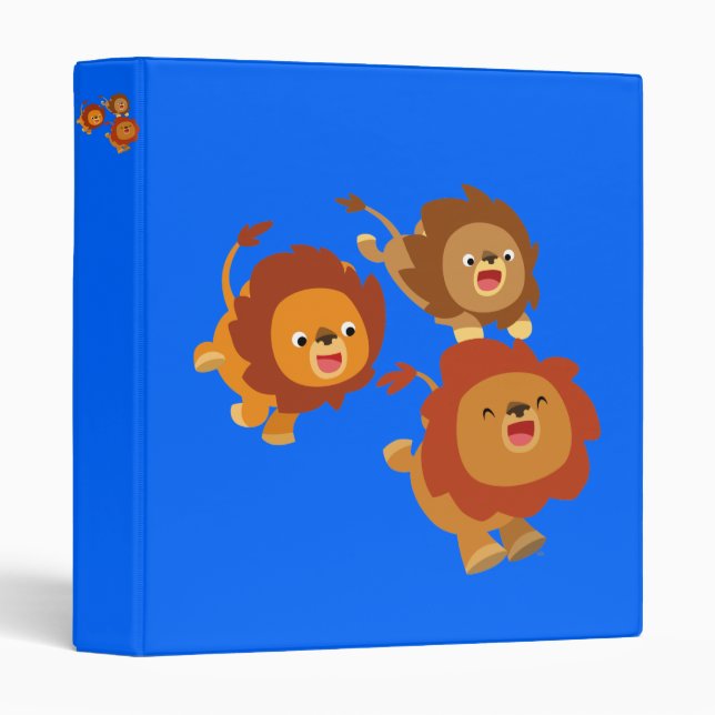 Happy Trio of Cute Cartoon Lions Avery Binder (Front/Spine)