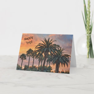 Happy Trip Vacation Palm Trees Art Card