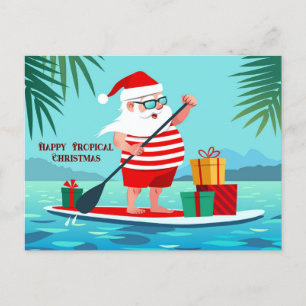 Happy Tropical Christmas Santa Holiday Postcard