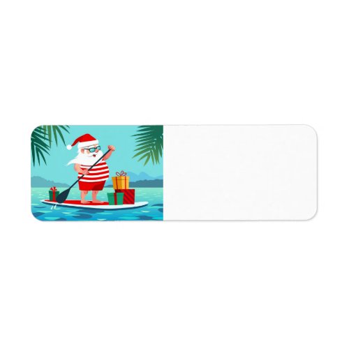 Happy Tropical Christmas Santa Label