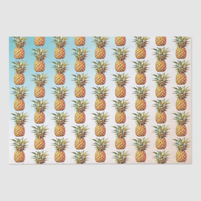 Happy Tropical Cream Aqua Pineapples Tissue Paper (Front)