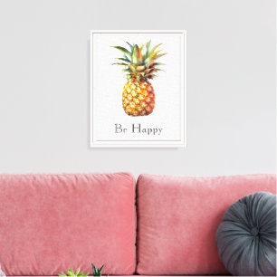 Happy Tropical Pineapple Canvas Print