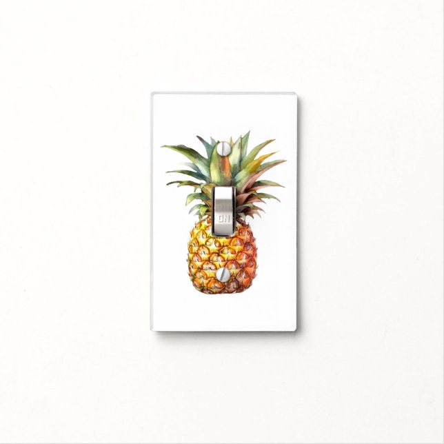 Happy Tropical Pineapple Light Switch Cover (In Situ)